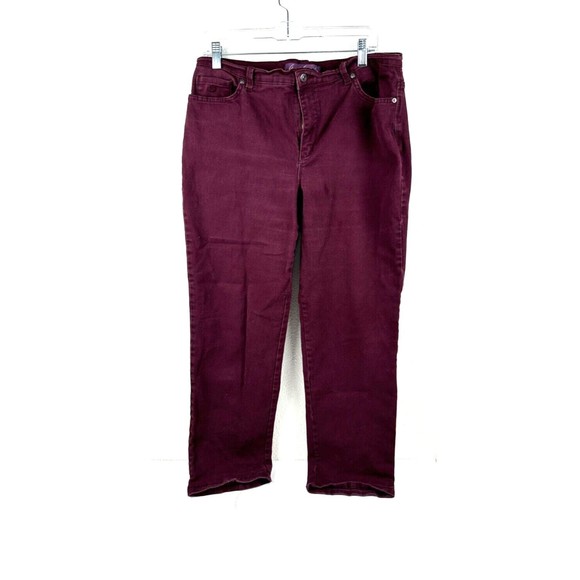 Gloria Vanderbilt Jeans Womens Size 14 Medium Burgundy Denim Pants 5 Pocket - Picture 2 of 8